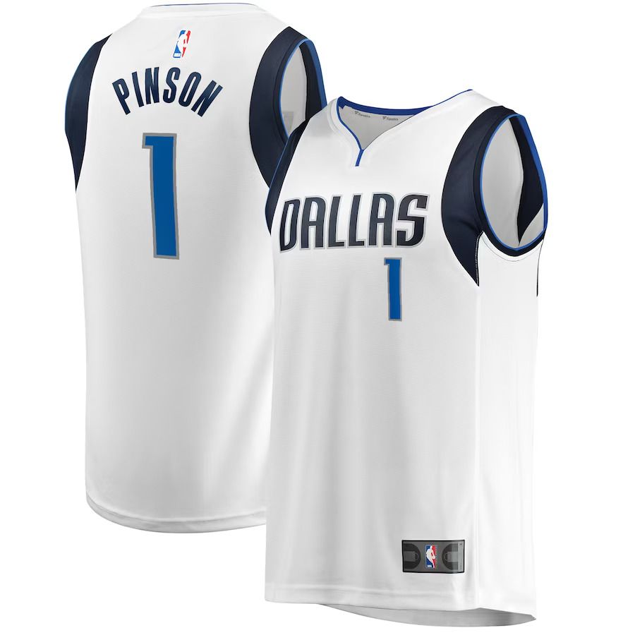 Men Dallas Mavericks #1 Theo Pinson Fanatics Branded White Fast Break Player NBA Jersey